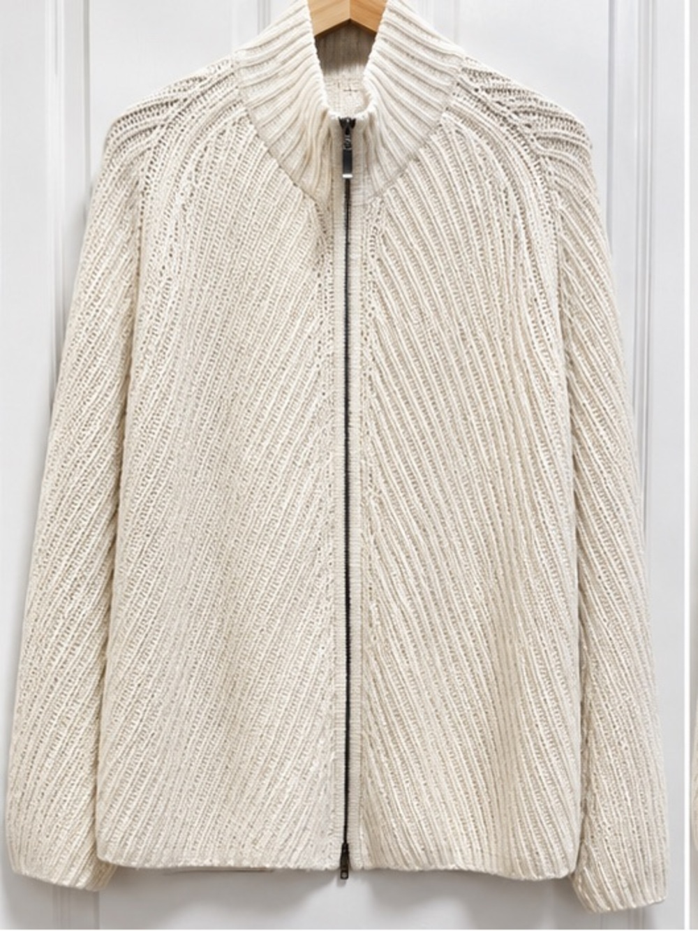 Guess Cream Zip-Front Knit shawl